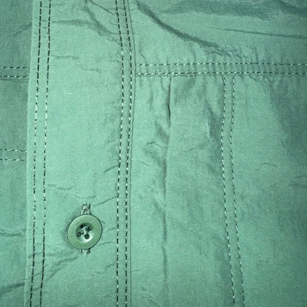 The North Face Mens Green Long Sleeve Nylon Hiking Fishing Button Up Shirt XL